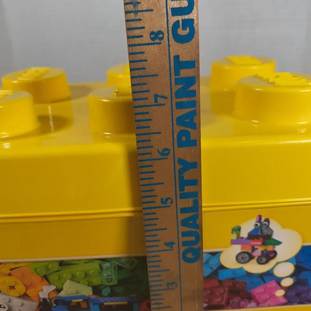 LEGO Storage Brick Container Yellow 8 Stud Hard Plastic LEGOS 6 inch lot of 3
